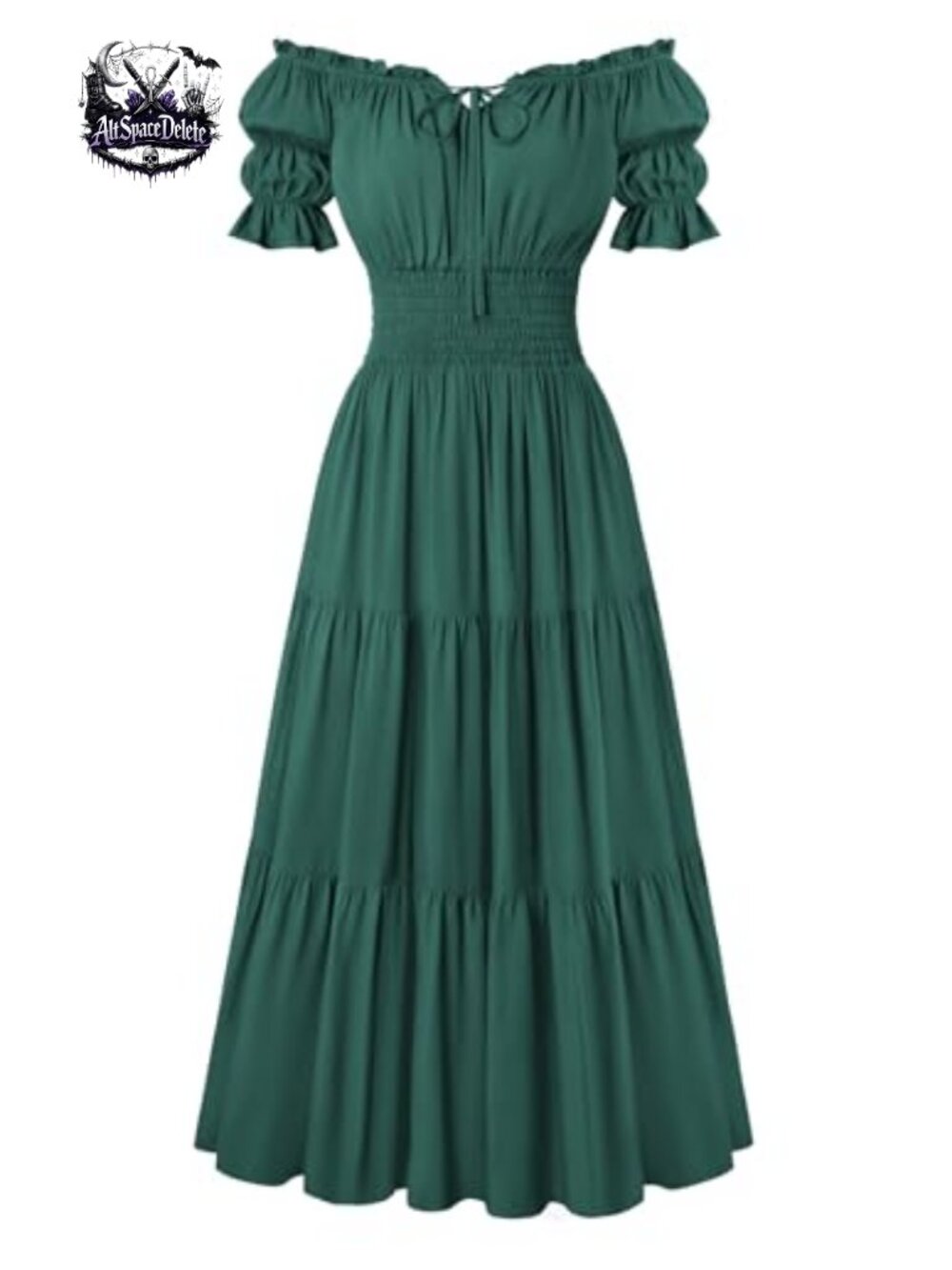 Scarlet Darkness Renaissance Puff Sleeve Off Shoulder Viscose Dress